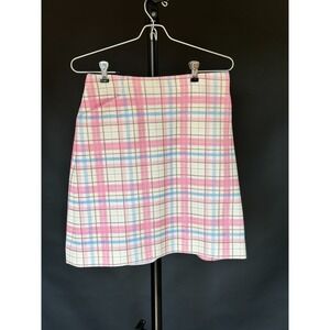 Vintage 1970s DiFini Originals Pastel Plaid Skirt Pink Blue Easter Tennis Skirt